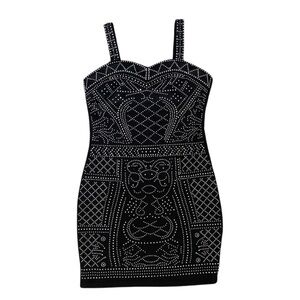 Meaneor Black Rhinestone Bodycon dress